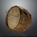 Traditional Handcrafted Wooden Drum With Leather Drumhead And Rope Bindings