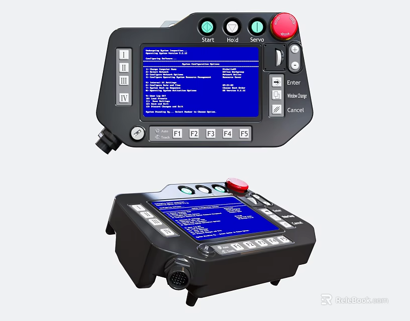 Advanced Industrial Computer Control Panel With Display Screen Buttons Knobs And Lights 3d model 