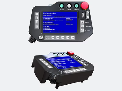 Advanced Industrial Computer Control Panel With Display Screen Buttons Knobs And Lights 3d model