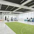 Spacious Modern Fitness Gym With Training Equipment Functional Turf Area And Large Windows