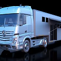 Silver Mobile Utility Truck With Extended Awning And Multiple Windows For Mobile Workspace 3d model