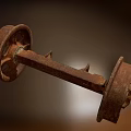 Rusty Iron Connected Wheels with Vintage Metal Axle and Aged Finish
