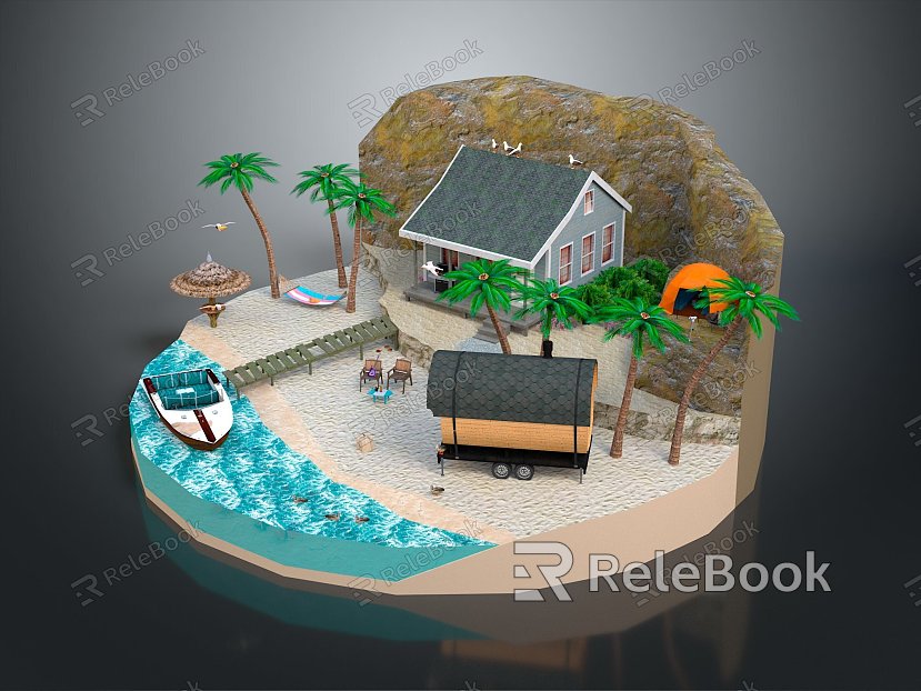 Water House Fishing House Fisherman Cartoon Wooden House Cartoon Wooden House Cartoon Wooden House model