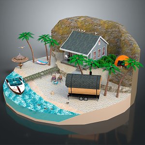 Water House Fishing House Fisherman Cartoon Wooden House Cartoon Wooden House Cartoon Wooden House 3d model