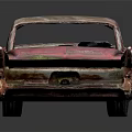 Rusty Red Vintage Car With Weathered Body Damaged Exterior And Abandoned Look