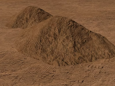 Large Earthen Mounds On Sandy Terrain With Visible Surface Tracks 3d model
