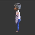 Cartoon Grandma Character With Gray Hair Glasses And Purple Checkered Apron Standing With Arms Outstretched