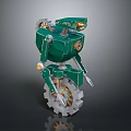 Green Robot Character With Mechanical Gear Components And Metallic Structure 3d model