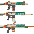 Colorful Toy Rifles With Orange Green White And Black Design And Different Styles