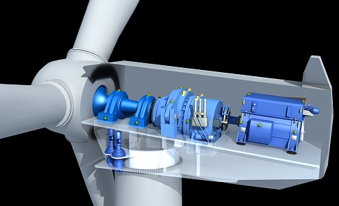 Wind turbine internal structure windmill internal motor fan motor new energy wind energy wind power generation doubly-fed detection point 3d model