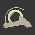 Beige Tape Dispenser With Clear Tape Roll And Ergonomic Grip Design