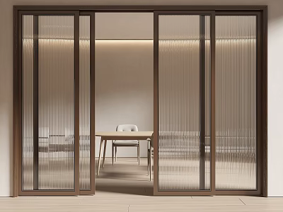 Modern Interior Sliding Doors With Glass Panels And Wooden Frames For Bright Home Living Space 3d model