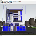 Modern Three Story Detached Villa Exterior With Balconies Large Windows And Green Trees