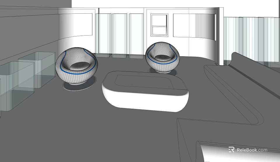 Modern Living Room Interior With Gray Sofa And White Coffee Table Combination Design 3d model