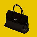 Black Leather Handbag With Top Handles Sleek Design And Metal Clasp Closure