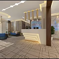 Beauty Hair Salon Modern Reception Area With Colorful Cushioned Sofas And Chandelier
