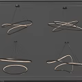 Modern Interior Chandeliers With Unique Circular Curved Shapes Metallic Illuminated Design