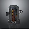 Futuristic Sci-Fi Metallic Chamber with Red Interior Pipes and Control Panel 3d model