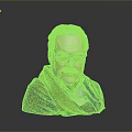An Elderly Man With White Hair Glasses Mustache Wearing Brown Coat Green Scarf Light Shirt