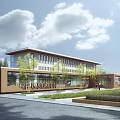 Modern Office Building Exterior Design With Glass Facade Landscaped Gardens And Spacious Entrance
