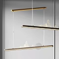 Modern Linear Chandelier With Brass Frame And Mountain Shaped Decor For Interior Design 3d model