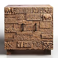 Wooden Console Cabinet Sideboard With Intricate Carved Elephant Motifs Decorative Design