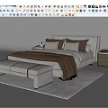 Modern Double Bed With Bedside Tables Lamps Bench And Neutral Bedding 3d model