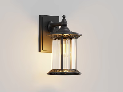 Classic Style Wall Light Featuring Black Metal Frame And Transparent Glass Shade With Decorative Top 3d model