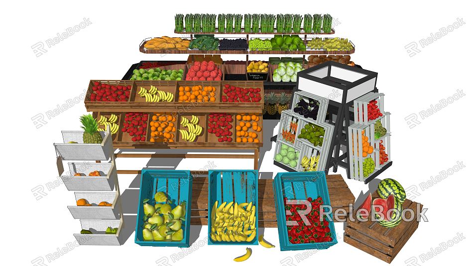 Modern shelf fruit stall model