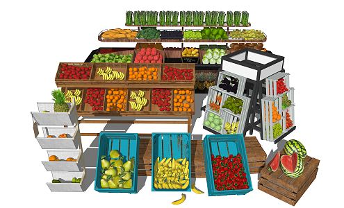 Modern shelf fruit stall 3d model