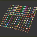 Metal Pipe Fittings Neatly Arranged in Grid Pattern for Industrial Engineering Applications