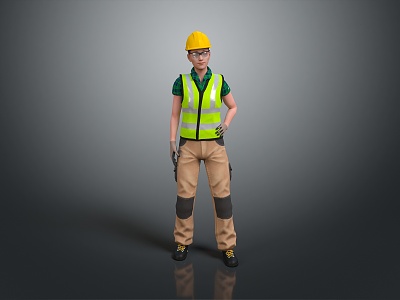 modern worker european worker mechanic builder 3d model