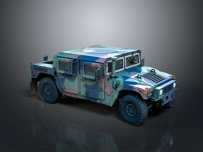 Military Camouflage Hummer Vehicle With Rugged Exterior And Off Road Tires Design 3d model