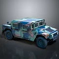 Military Camouflage Hummer Vehicle With Rugged Exterior And Off Road Tires Design