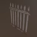 Wooden Fences with Pointed Tops Worn Paint Finish Displayed Side by Side Vintage Rustic Style