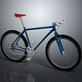Blue Frame Bicycle With Red Seat Silver Components And Black Tires