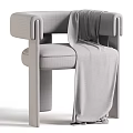 Modern Beige Fabric Upholstered Single Armchair With Sleek Dark Metal Frame And Cozy Throw Blanket