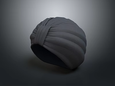 Gray Wrapped Turban With Pleated Details Soft Fabric Stylish Trendy Headwear Accessory 3d model