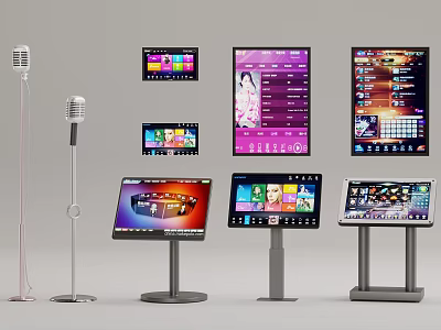 Fun Interactive Entertainment Equipment With Microphones And Multiple Multimedia Screens 3d model
