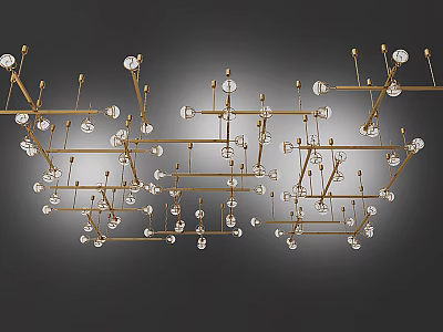 Modern Chandelier With Gold Metal Frame Clear Glass Balls And Multi Branch Design 3d model