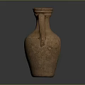 Terracotta Vase With Handle And Textured Surface On Dark Background 3d model