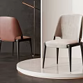 Modern Accent Chair Brown Leather Light Gray Fabric Upholstery Black Slim Legs Display Platform