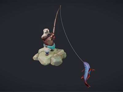 Modern game character fish otter model