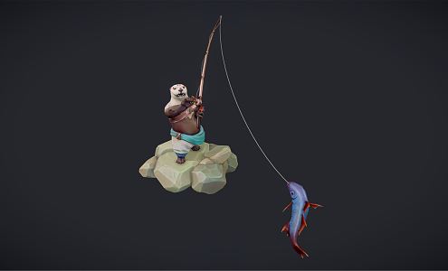 Modern game character fish otter 3d model