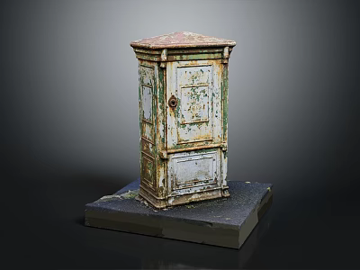Vintage Metal Storage Cabinet With Rustic Finish And Decorative Design 3d model
