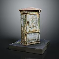 Vintage Metal Storage Cabinet With Rustic Finish And Decorative Design