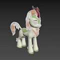 Cute Cartoon Pony Character With White Body Brown Mane And Green Hooves