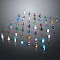 Assorted Colorful Household Bottles With Various Shapes And Decorative Designs