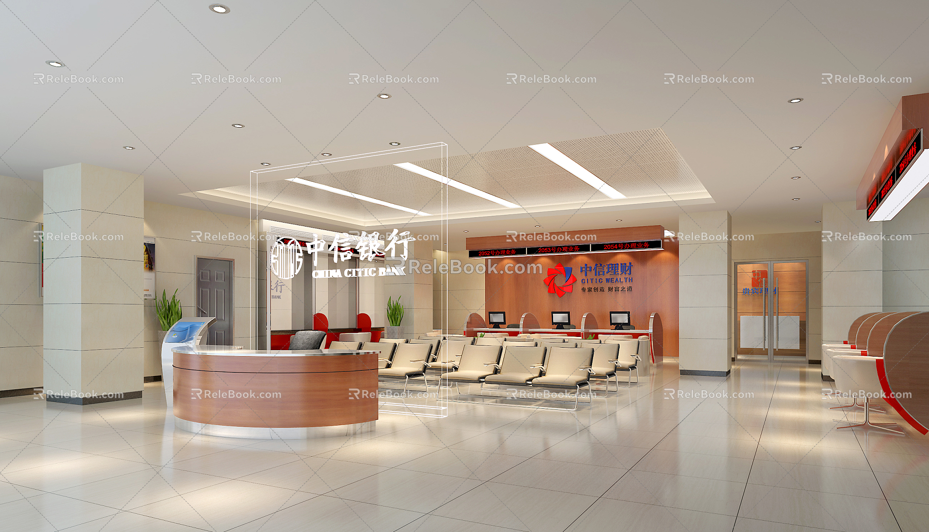 Modern Hall CITIC Bank Business Hall 3d model