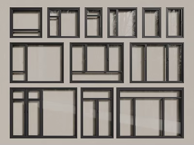 modern windows aluminum alloy windows casement windows floor-to-ceiling windows 3d model